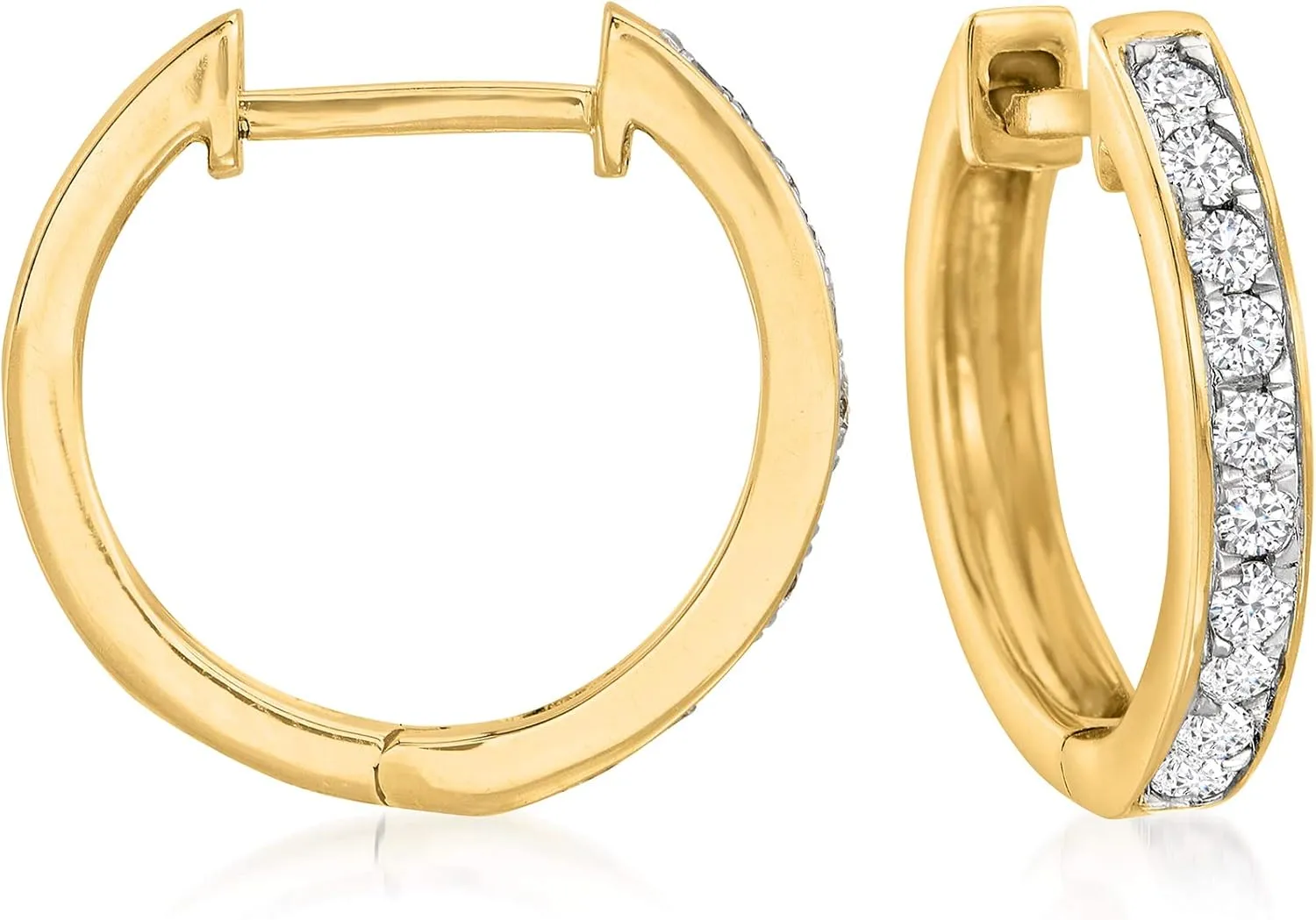 Ross-Simons Diamond Huggie Hoops Earring in 14kt Gold
