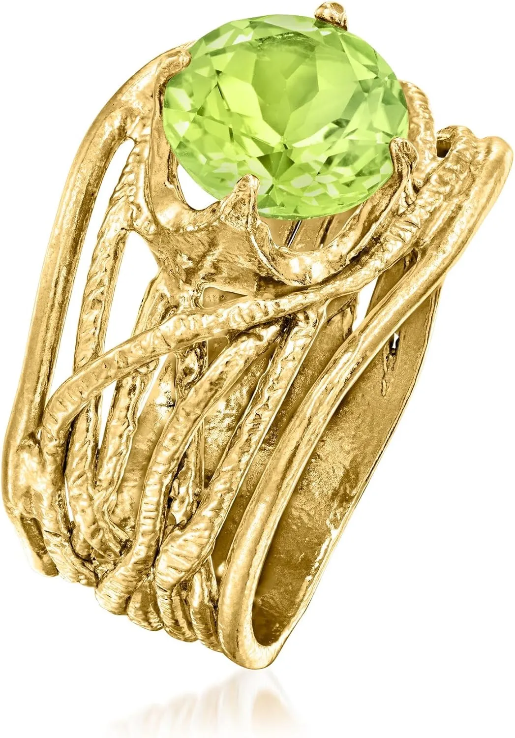 Ross-Simons Gemstone Textured Openwork Ring in 18kt Gold Over Sterling