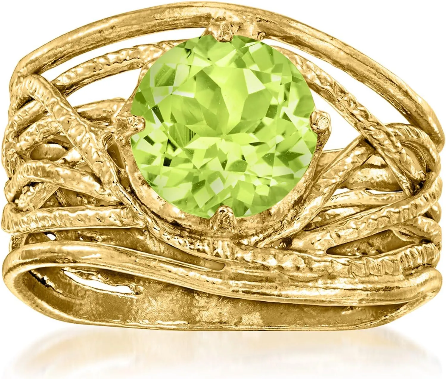 Ross-Simons Gemstone Textured Openwork Ring in 18kt Gold Over Sterling