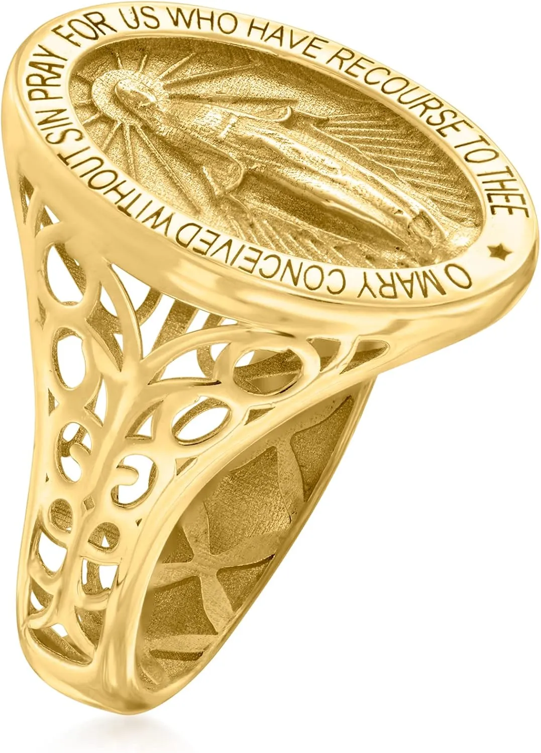 Ross-Simons Italian 14kt Yellow Gold Miraculous Medal Signet Ring
