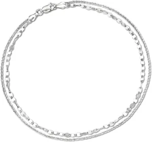 Ross-Simons Italian Sterling Silver Dual-Chain Draped Anklet. 10 inches