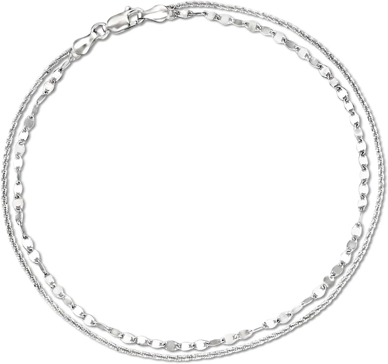 Ross-Simons Italian Sterling Silver Dual-Chain Draped Anklet. 10 inches