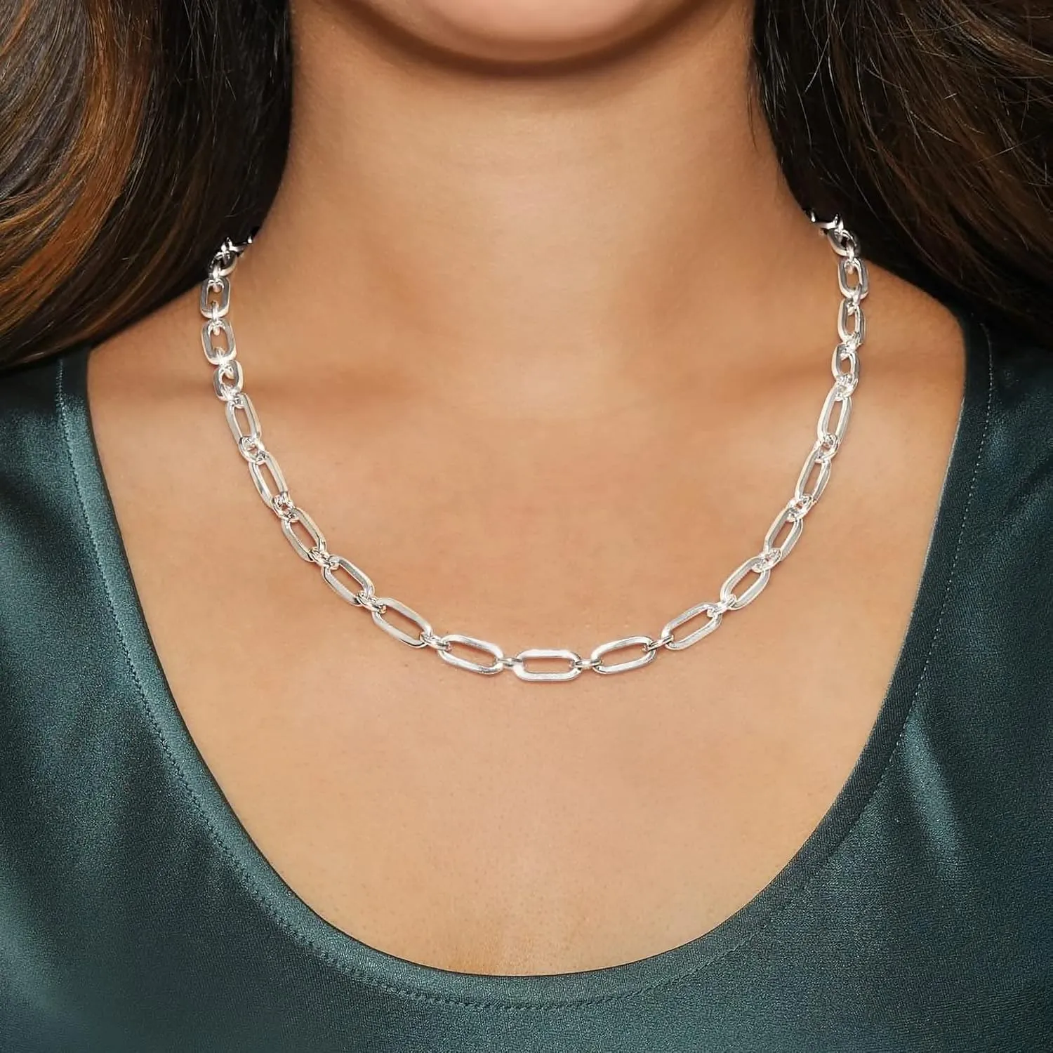 Ross-Simons Italian Sterling Silver Paper Clip Link Toggle Necklace