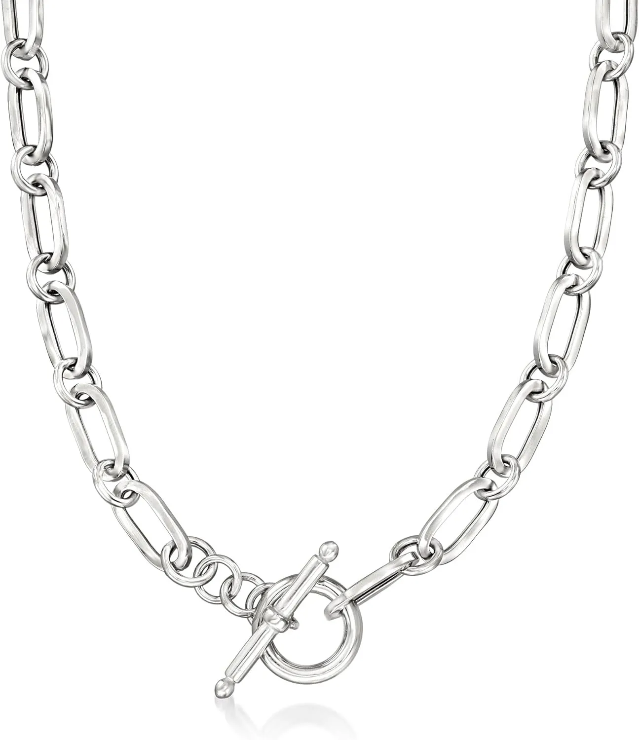 Ross-Simons Italian Sterling Silver Paper Clip Link Toggle Necklace
