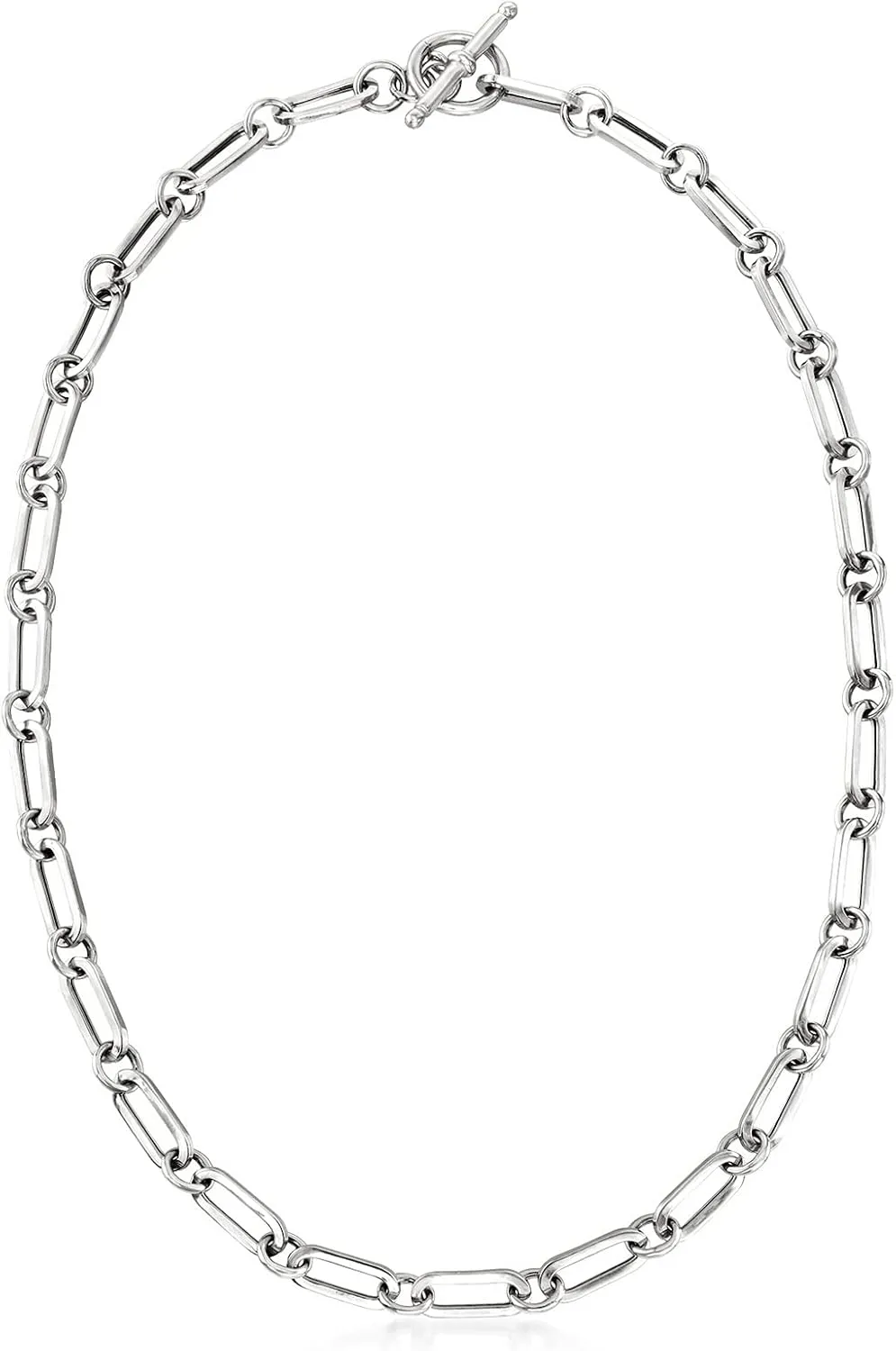 Ross-Simons Italian Sterling Silver Paper Clip Link Toggle Necklace