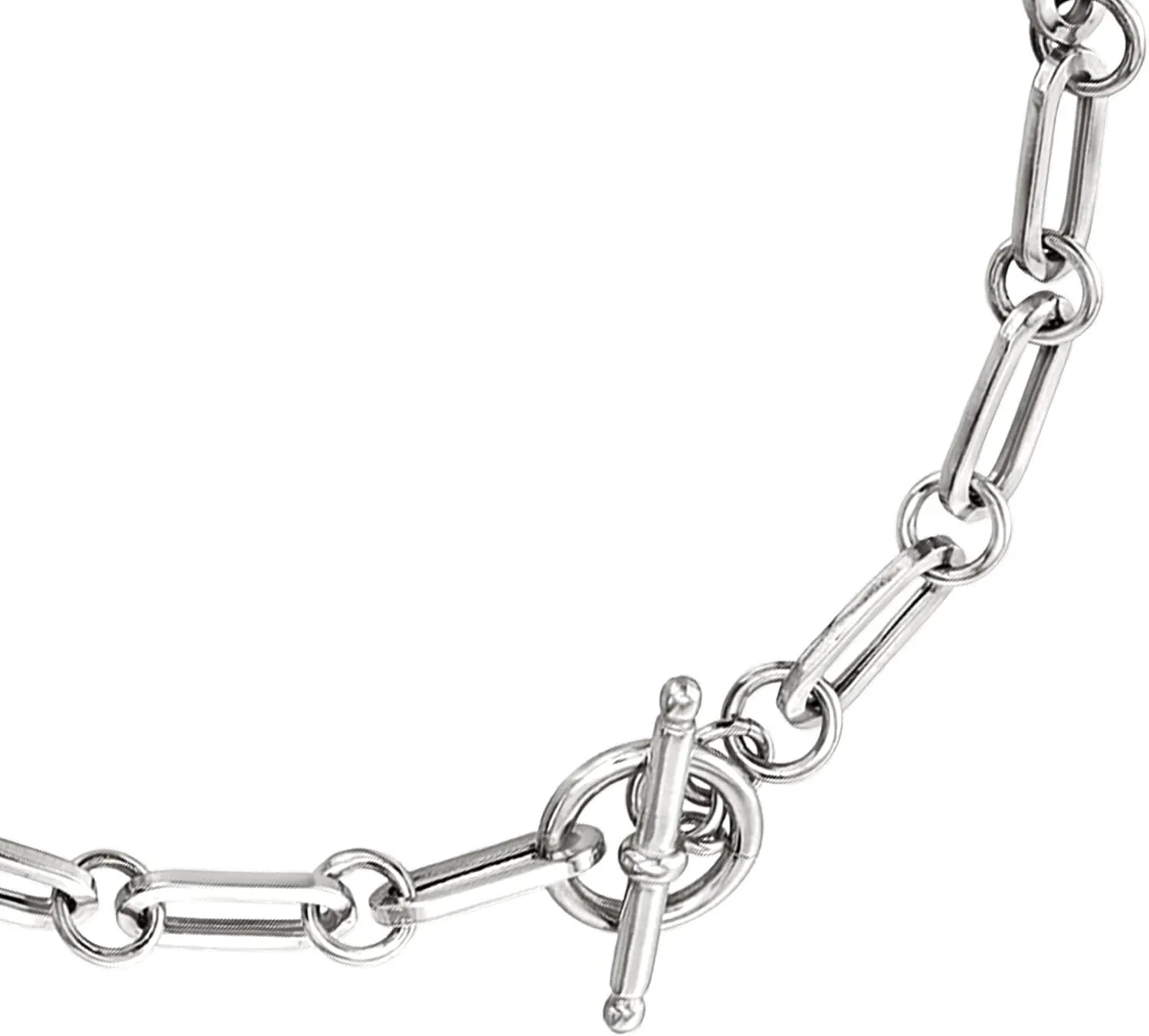 Ross-Simons Italian Sterling Silver Paper Clip Link Toggle Necklace