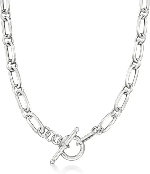 Ross-Simons Italian Sterling Silver Paper Clip Link Toggle Necklace