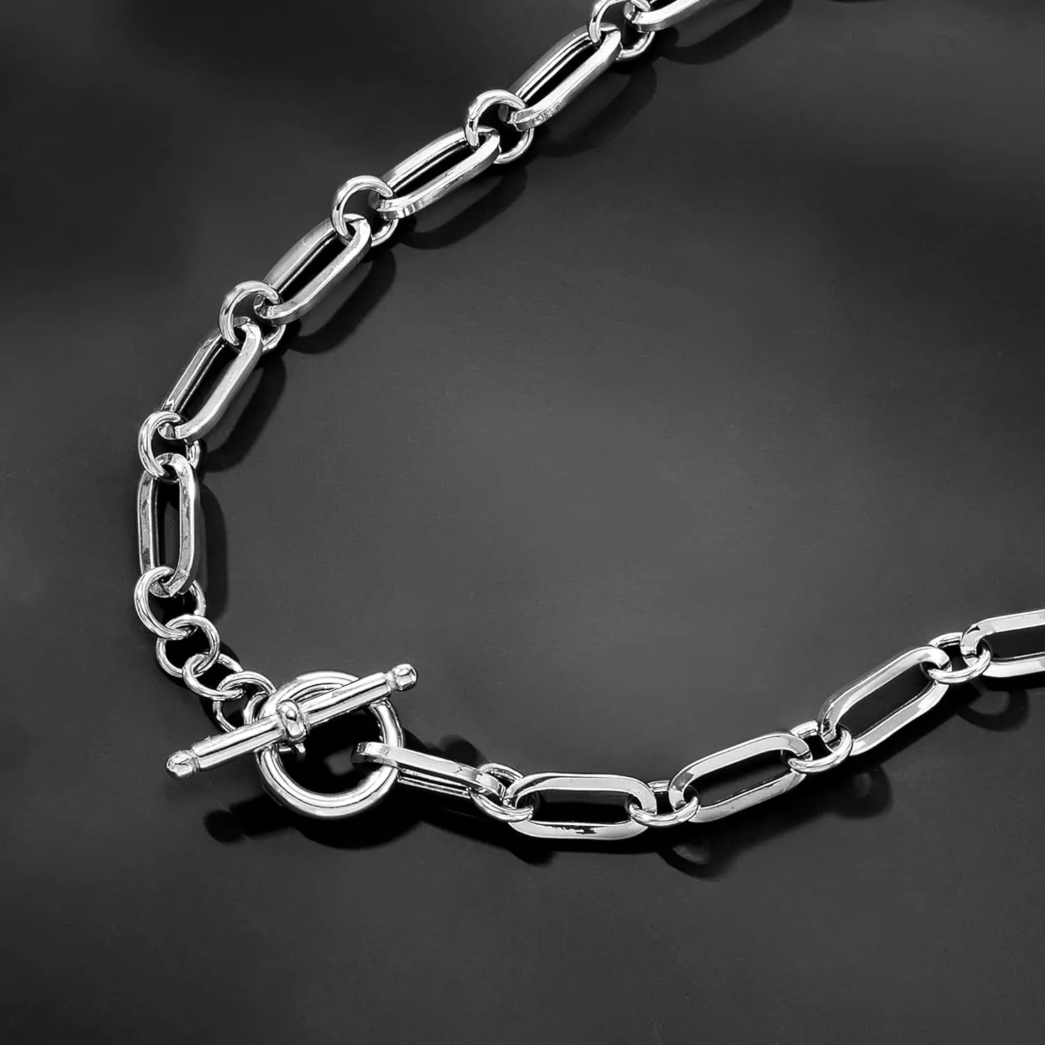 Ross-Simons Italian Sterling Silver Paper Clip Link Toggle Necklace