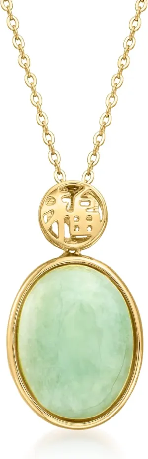 Ross-Simons Jade Good Fortune Pendant Necklace