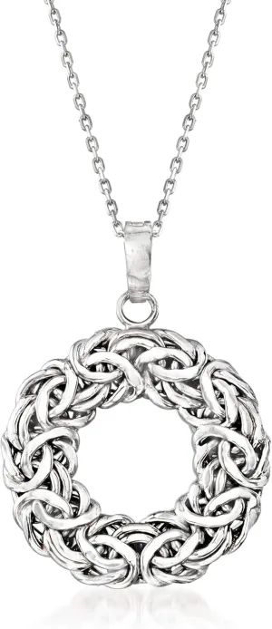 Ross-Simons Sterling Silver Byzantine Circle Pendant Necklace