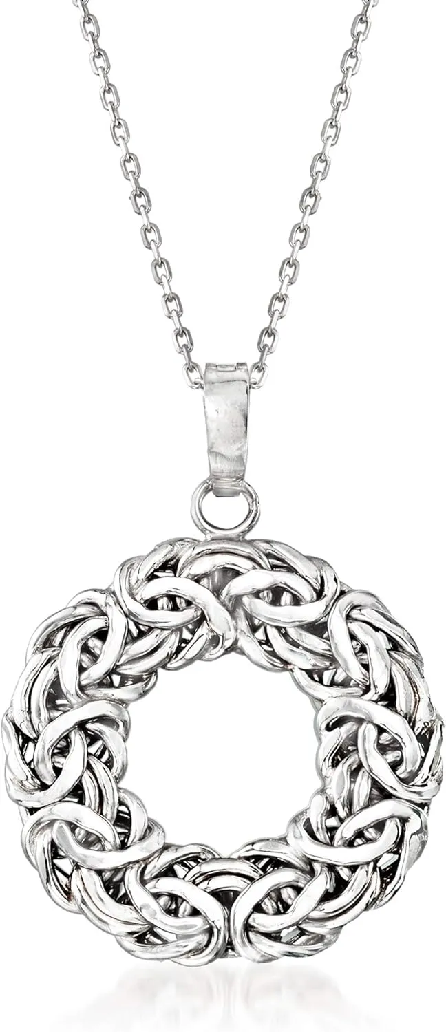 Ross-Simons Sterling Silver Byzantine Circle Pendant Necklace