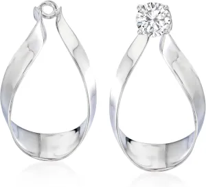 Ross-Simons Sterling Silver Ribbon Drop Earring Jackets