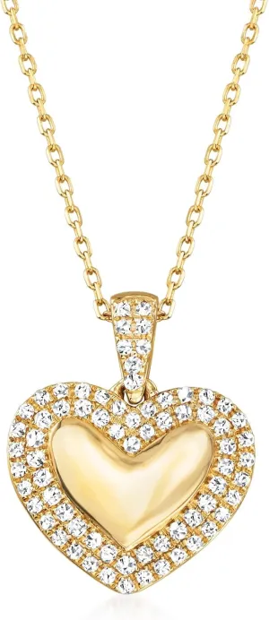 RS Pure by Ross-Simons 0.15 ct. t.w. Diamond Heart Pendant Necklace in 14kt Yellow Gold. 20 inches