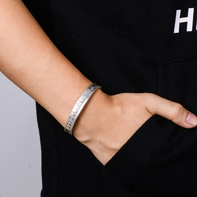S925 Silver Heart Sutra cuff bracelet for men women ~ Six-Character Prayer Mantra Bangle ~ Couples Jewelry By Fantasy World