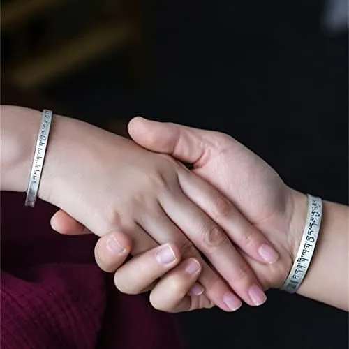 S925 Silver Heart Sutra cuff bracelet for men women ~ Six-Character Prayer Mantra Bangle ~ Couples Jewelry By Fantasy World