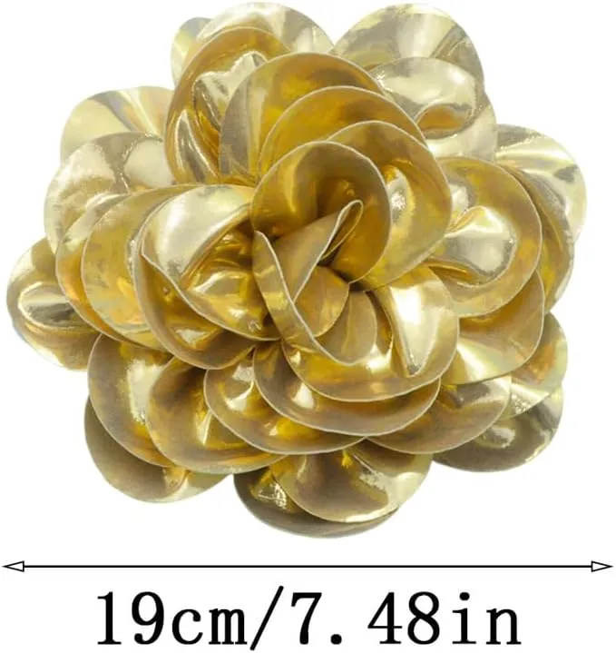 Satin Fabric Rose Flower Extra Large Big Brooches Lapel Pins Silk Camellia Oversized Pin for Women Wedding Party Dance Banquet Dresses Suit Clothes Accessories Jewelry Gifts 7.5in