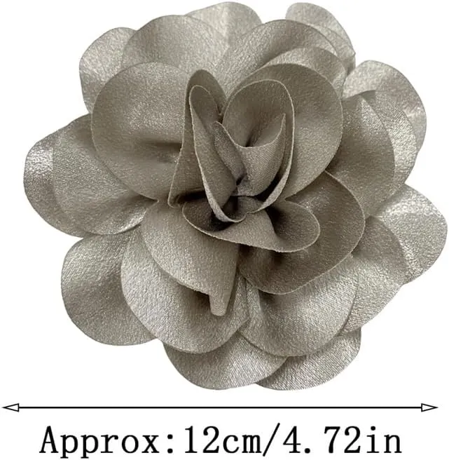 Satin Rose Flower Large Brooch Lapel Pins Handmade Big Fabric Camellia Flower Brooches Pin Classic for Wedding Party Dance Banquet for Women Dress Suit Clothes Accessories JewelryGifts 120mm