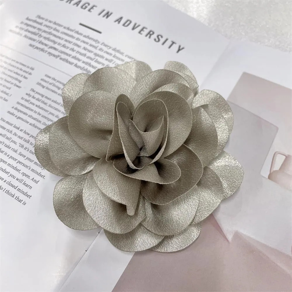 Satin Rose Flower Large Brooch Lapel Pins Handmade Big Fabric Camellia Flower Brooches Pin Classic for Wedding Party Dance Banquet for Women Dress Suit Clothes Accessories JewelryGifts 120mm