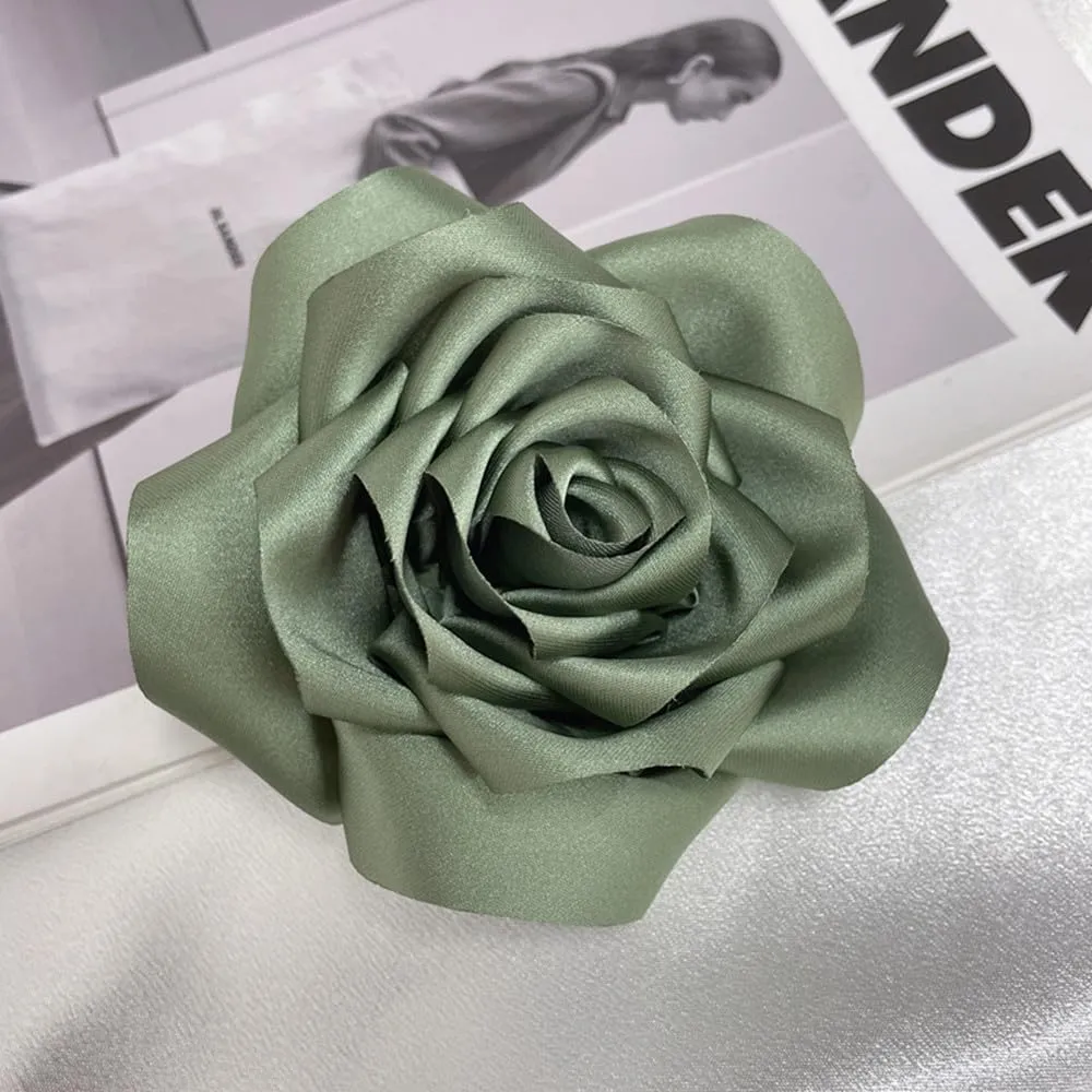Satin Rose Flower Large Brooch Lapel Pins Handmade Fabric Flower Brooches Pin Classic for Wedding Party Dance Banquet for Women Men Dress Suit Clothes Accessories JewelryGifts 110mm