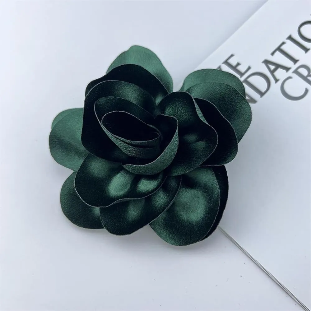 Satin Rose Flower Large Brooches Lapel Pins Big Fabric Flower Brooch Pin Classic for Wedding Party Dance Banquet for Women Dress Suit Clothes Accessories Jewelry 140mm