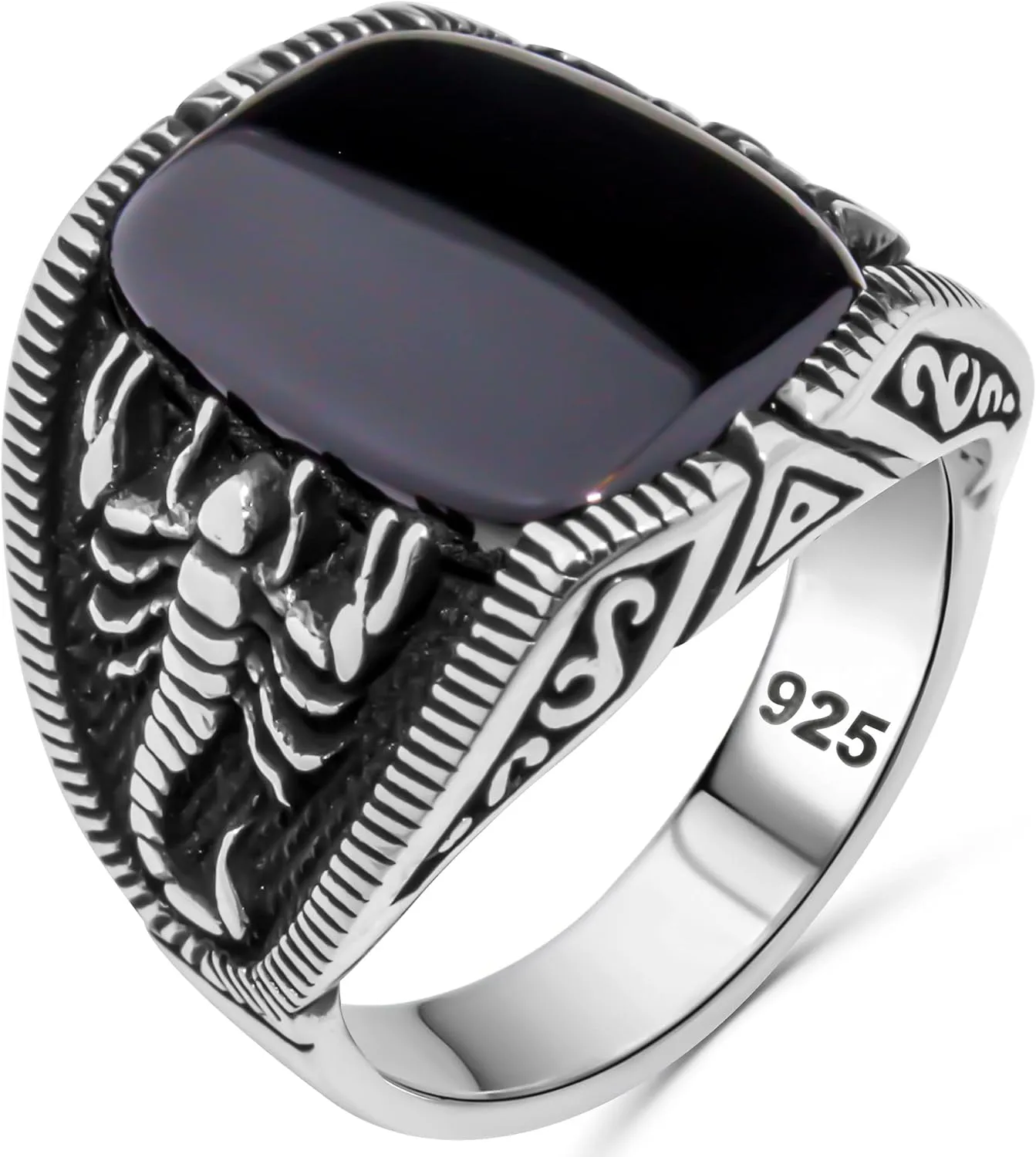 Scorpion Luxury 925 Sterling SILVER Turkish Handmade With Onyx Stone Men's Ring