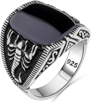 Scorpion Luxury 925 Sterling SILVER Turkish Handmade With Onyx Stone Men's Ring