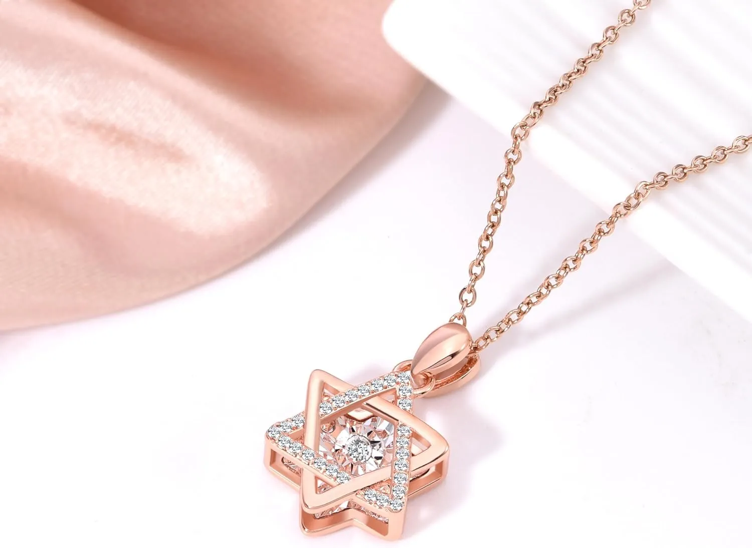 SDA Dancing Diamond Necklace for Modern Women - Real Diamond Cute Necklace Gift for Women