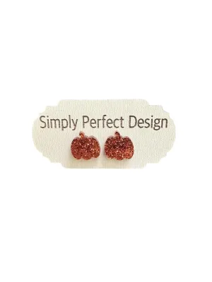 Simply Perfect Design - Halloween Hypoallergenic Glitter Pumpkin Goth Stud Earrings - Retro & Vintage Candy Style, Perfect for Party Favors or Goodie Bags - Candy Jewelry - Halloween Jewelry - Large