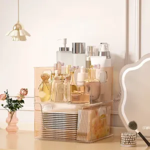 SINOTAO  -  Clear PET Desktop Makeup Storage Box Home Bedroom Skin Care Products Lipstick Cosmetics Jewelry Storage Organizer Debris Shelf