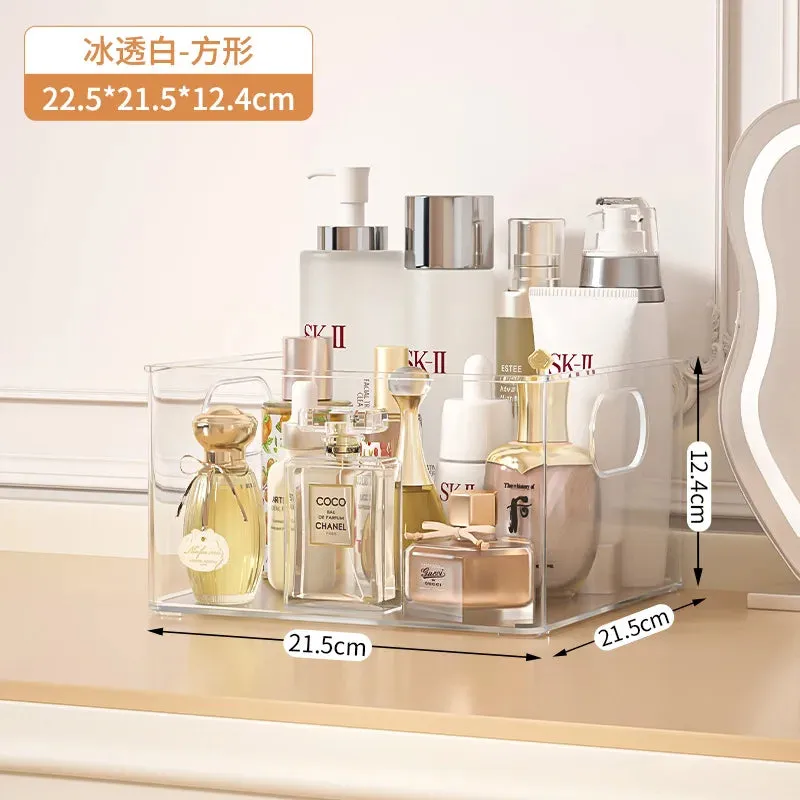 SINOTAO  -  Clear PET Desktop Makeup Storage Box Home Bedroom Skin Care Products Lipstick Cosmetics Jewelry Storage Organizer Debris Shelf