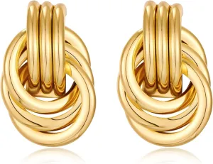 Sonateomber Statement Pearl Twisted Dangle Drop Earrings for Women - Chunky Vintage Geometric Earing Hypoallergenic Everyday Prom Wedding Fashion Jewelry Gifts