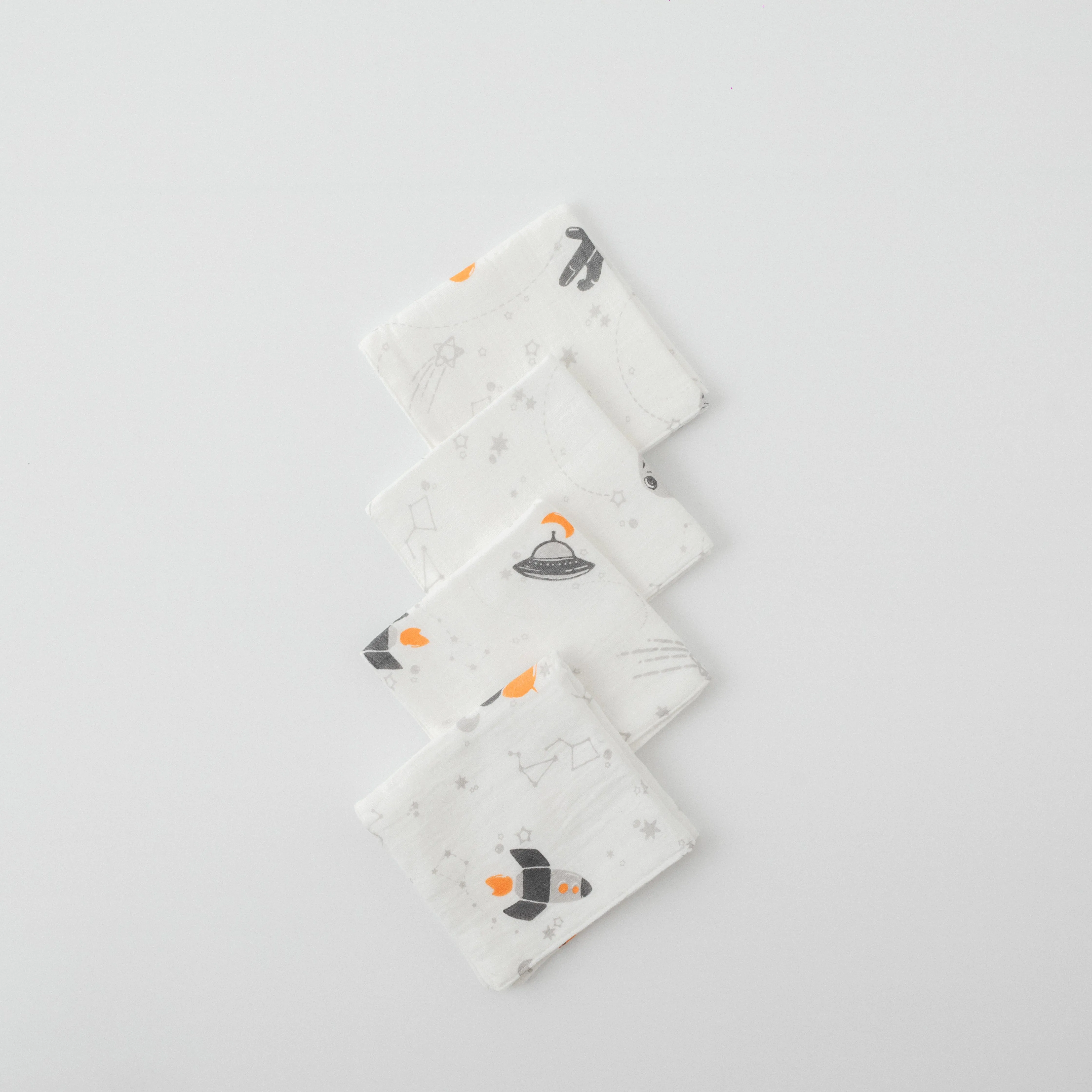 Spaceship Muslin Napkins/Wash Cloth (Set Of 4)