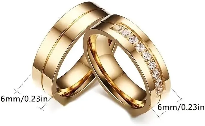 Stainless Steel Promise Ring, Shiny Zircon Inlay, Elegant Couple Finger Jewelry, 925 Silver Plated