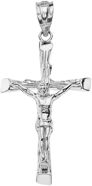 Sterling Silver Jesus on the Cross Crucifix Textured Pendant