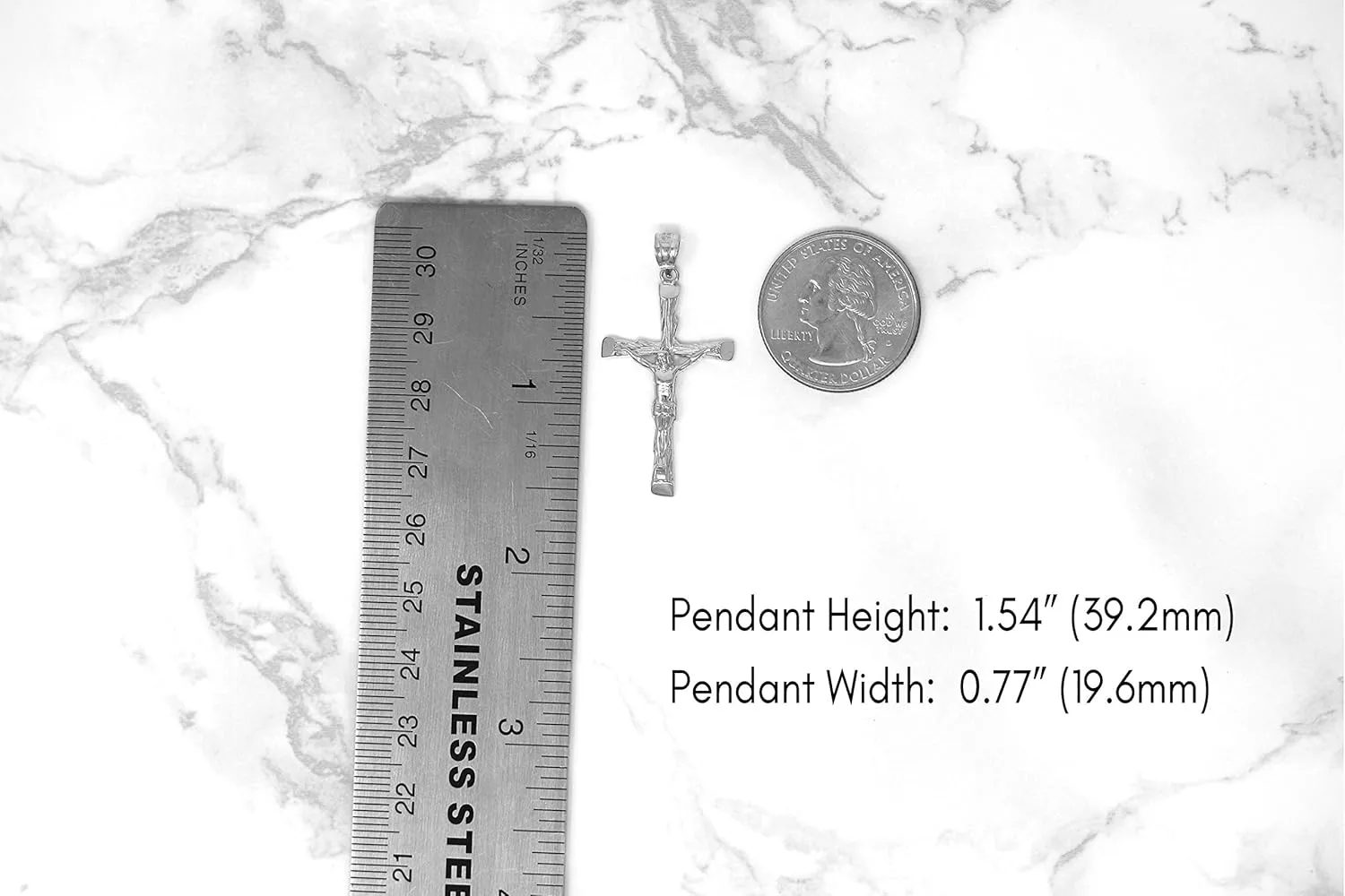 Sterling Silver Jesus on the Cross Crucifix Textured Pendant
