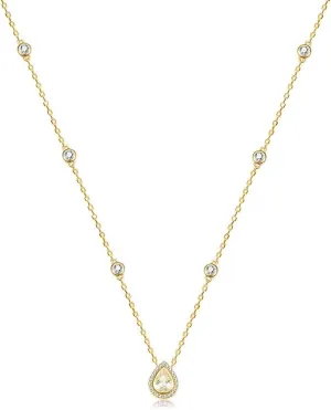Sterling Silver Waterdrop Pear Shape Pendant Droplet Necklace