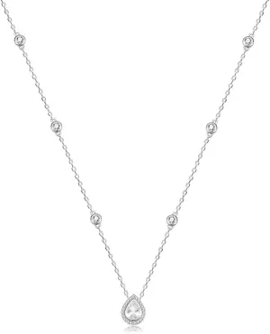 Sterling Silver Waterdrop Pear Shape Pendant Droplet Necklace