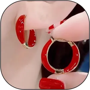 Sweet Enamel Round Hoop Huggie Earrings,Charming Dripping Oil Circle Hoop Earrings,Aesthetic Anniversary Jewelry Accessories Gifts for Women