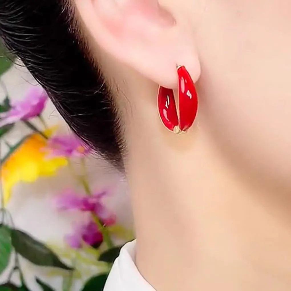 Sweet Enamel Round Hoop Huggie Earrings,Charming Dripping Oil Circle Hoop Earrings,Aesthetic Anniversary Jewelry Accessories Gifts for Women