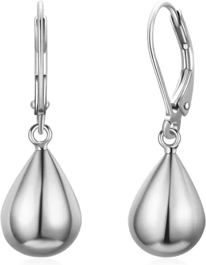 Teardrop Dangle Leverback Earrings for Women 14k Gold Plated 925 Sterling Silver Post Waterdrop Dangle Drop Hoop Earrings Hyoallergenic Tear Drop Dangle Earrings Jewelry Gifts