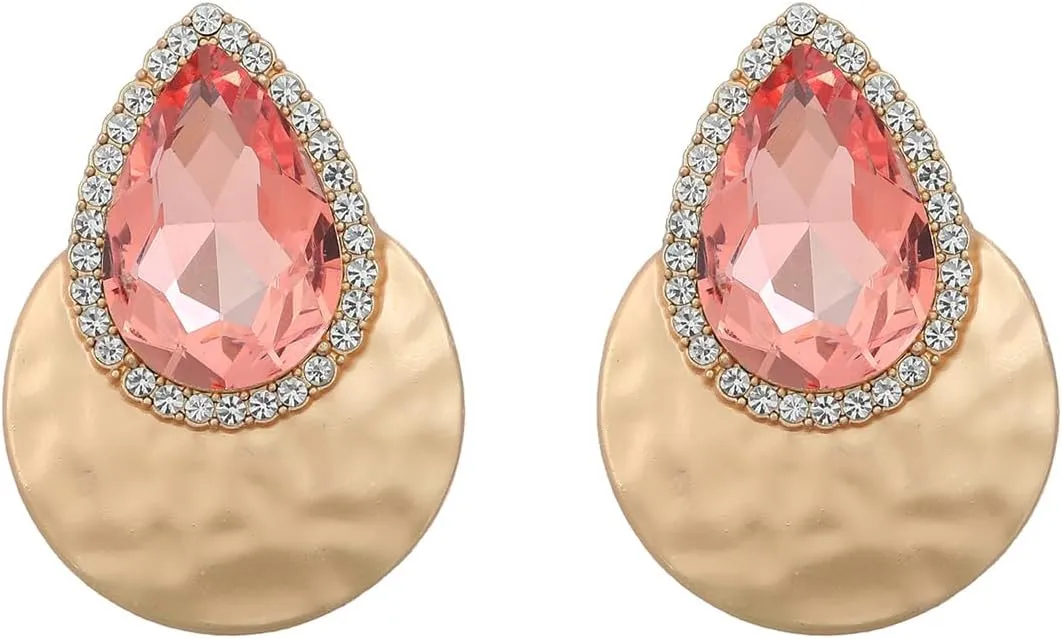 Teardrop Marquise Stud Earrings for Women Art Retro Crystal Rhinestone Dangle Gold Chunky Statement Earring Bohemian