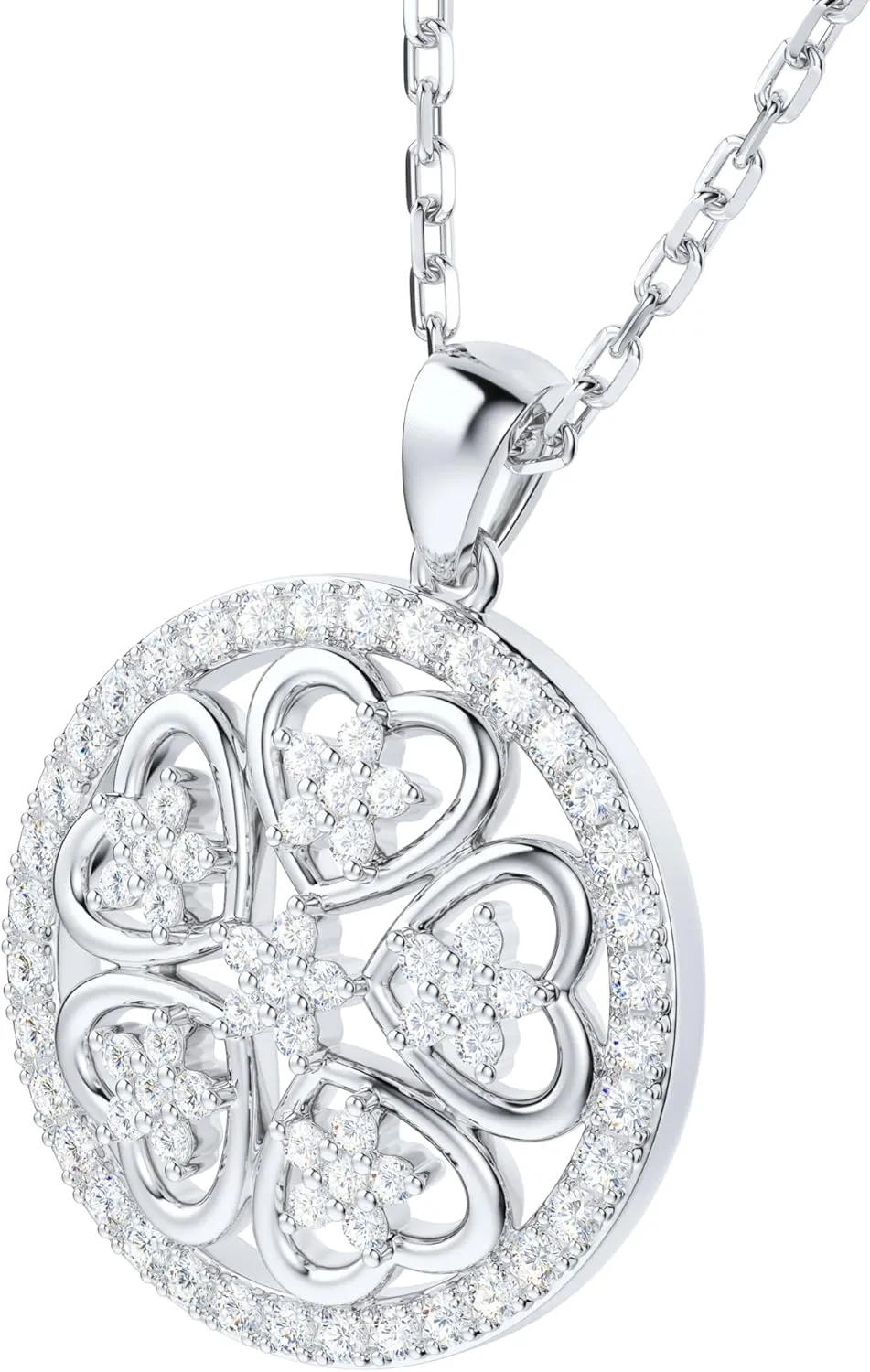THELANDA Genuine Moissanite Sterling Silver Fashion Modern Family Hearts Together Pendant Necklace, Adjustable 18-20 Inch Chain with Lobster Clasp, Elegant Jewelry Gift for Women