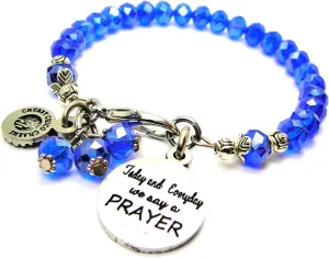 Today and Everyday We Say A Prayer Splash of Color Crystal Bracelet in Blue, 2.5"