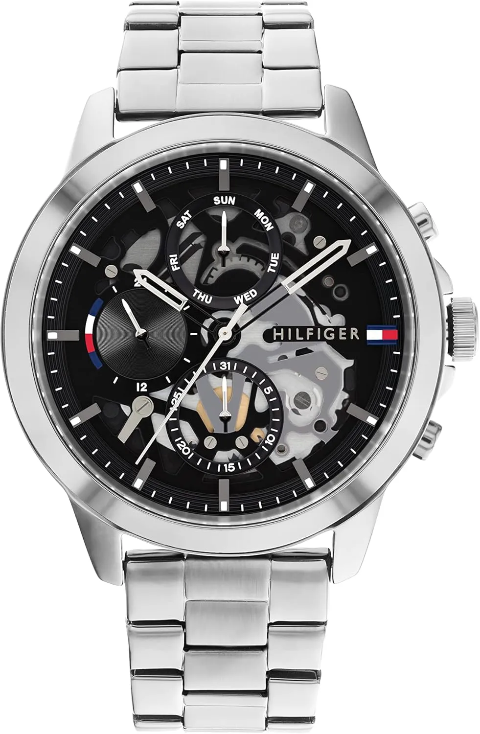 Tommy Hilfiger Men's Automatic Watch  Stainless Steel, 5 ATM Water Resistant, Modern Stylish Timepiece, Gift for Him, 43mm