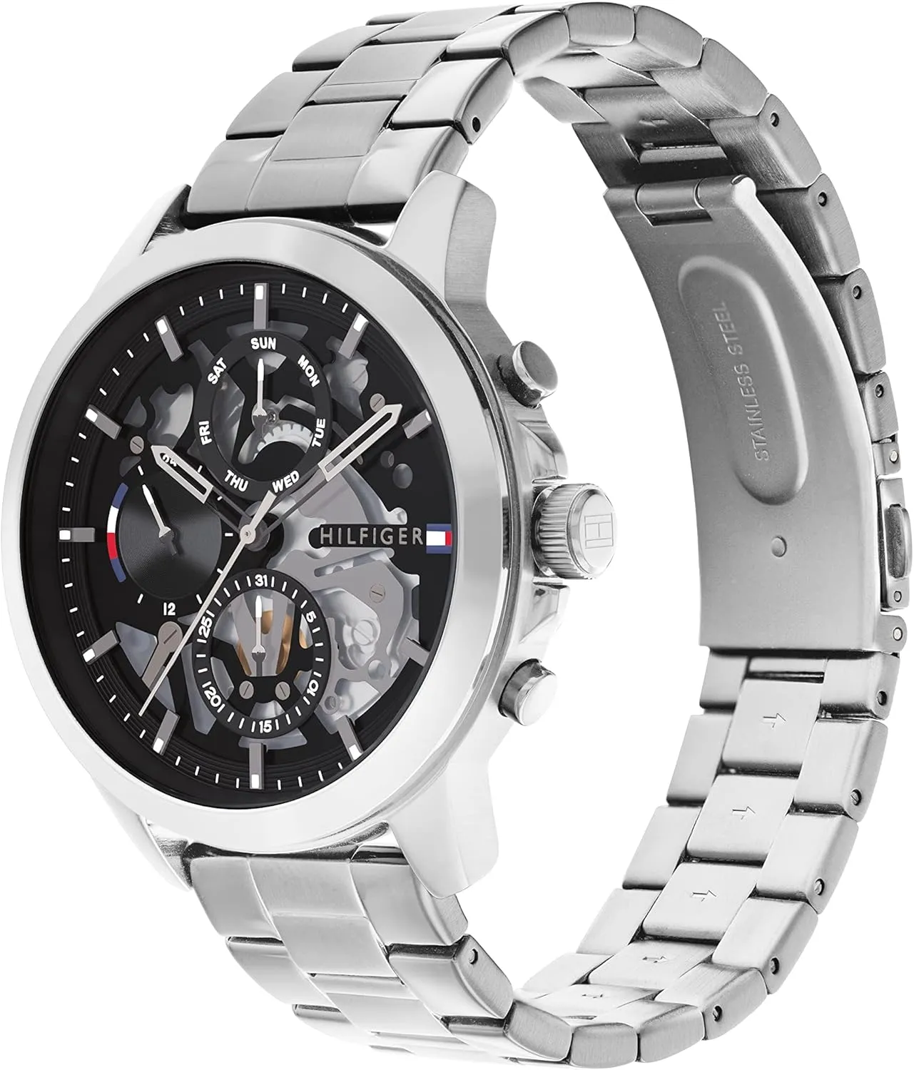 Tommy Hilfiger Men's Automatic Watch  Stainless Steel, 5 ATM Water Resistant, Modern Stylish Timepiece, Gift for Him, 43mm