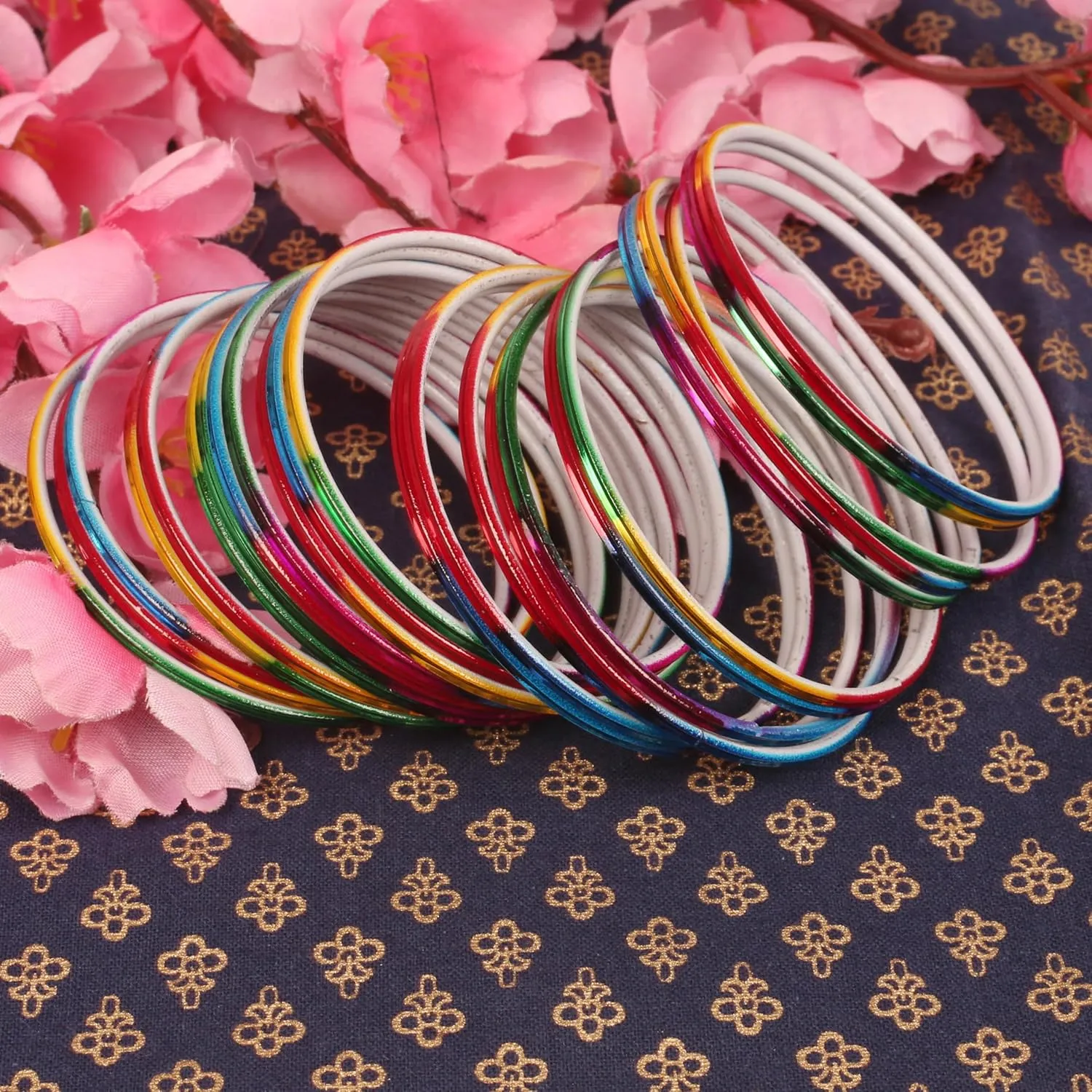 Touchstone "Colorful Bangle Collection Indian Bollywood Modern Style Pretty Textured Color Wrist Filler Thin Designer Jewelry Metal Bangle Bracelets For Women