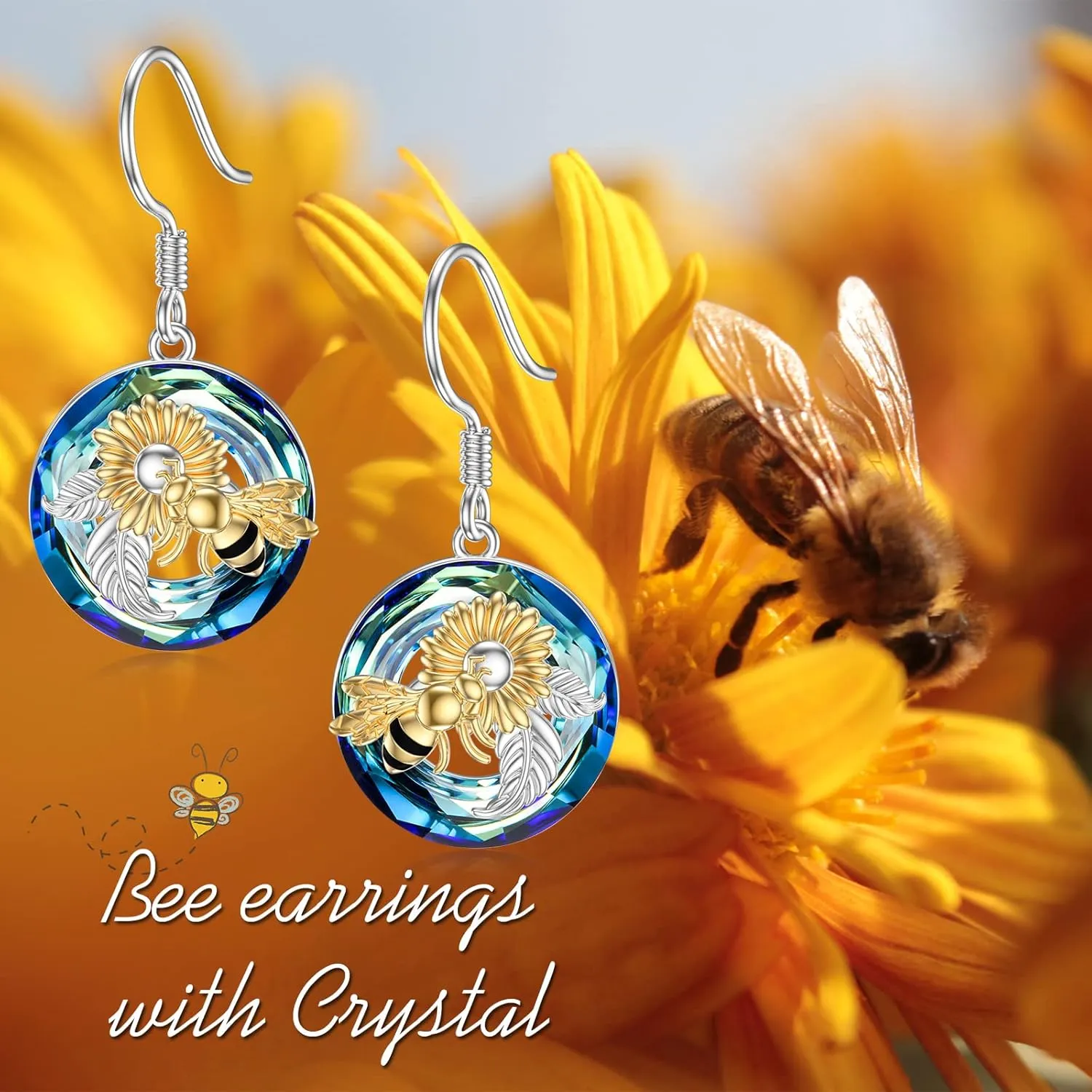 TOUPOP Dragonfly/Butterfly/Hummingbird/Elephant/Turtle Earrings Sterling Silver Animals Dangle Drop Earrings with Blue Circle Crystal Small Cute Animals Jewelry Gifts for Women Friends Birthday Christmas