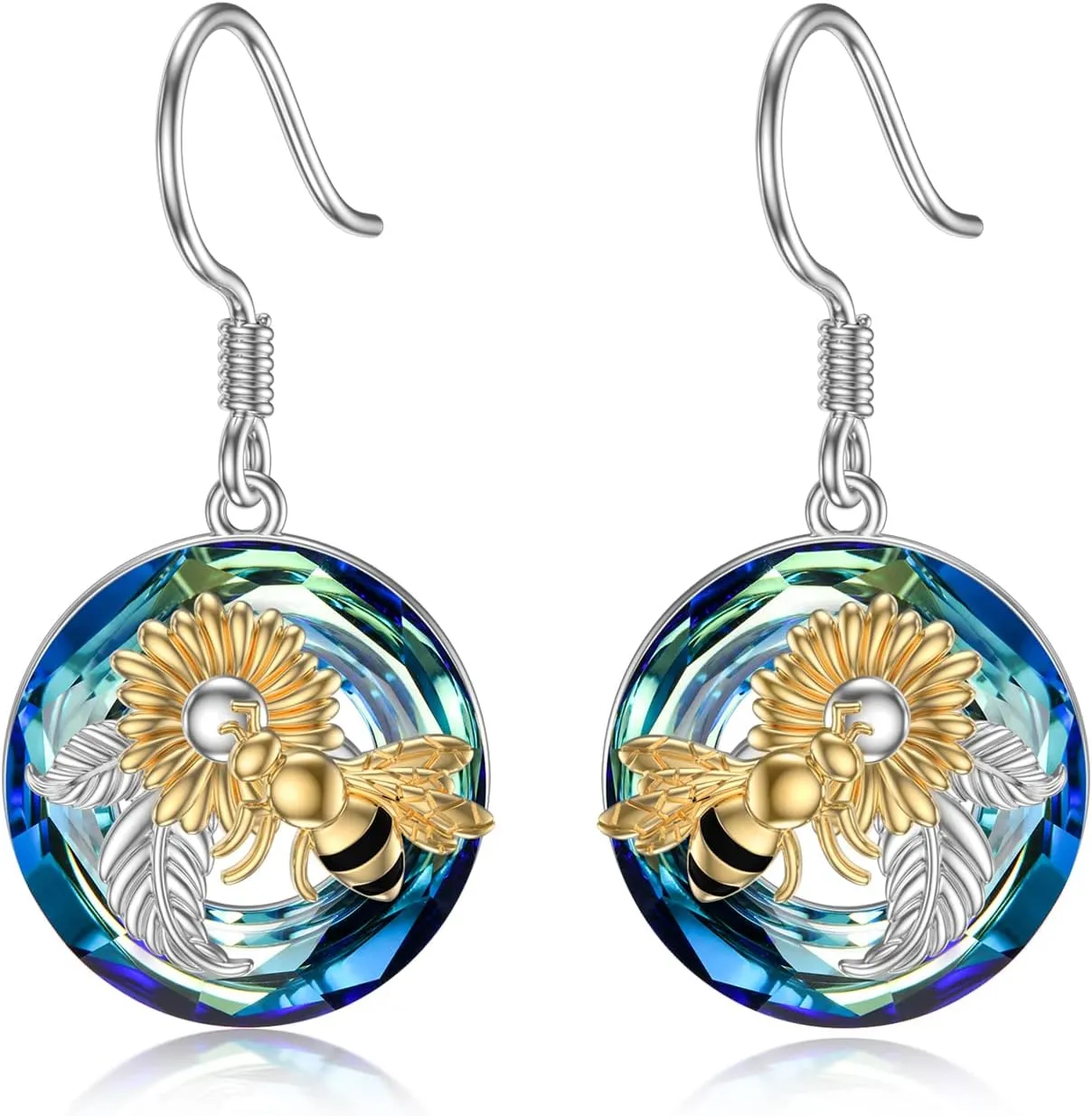 TOUPOP Dragonfly/Butterfly/Hummingbird/Elephant/Turtle Earrings Sterling Silver Animals Dangle Drop Earrings with Blue Circle Crystal Small Cute Animals Jewelry Gifts for Women Friends Birthday Christmas