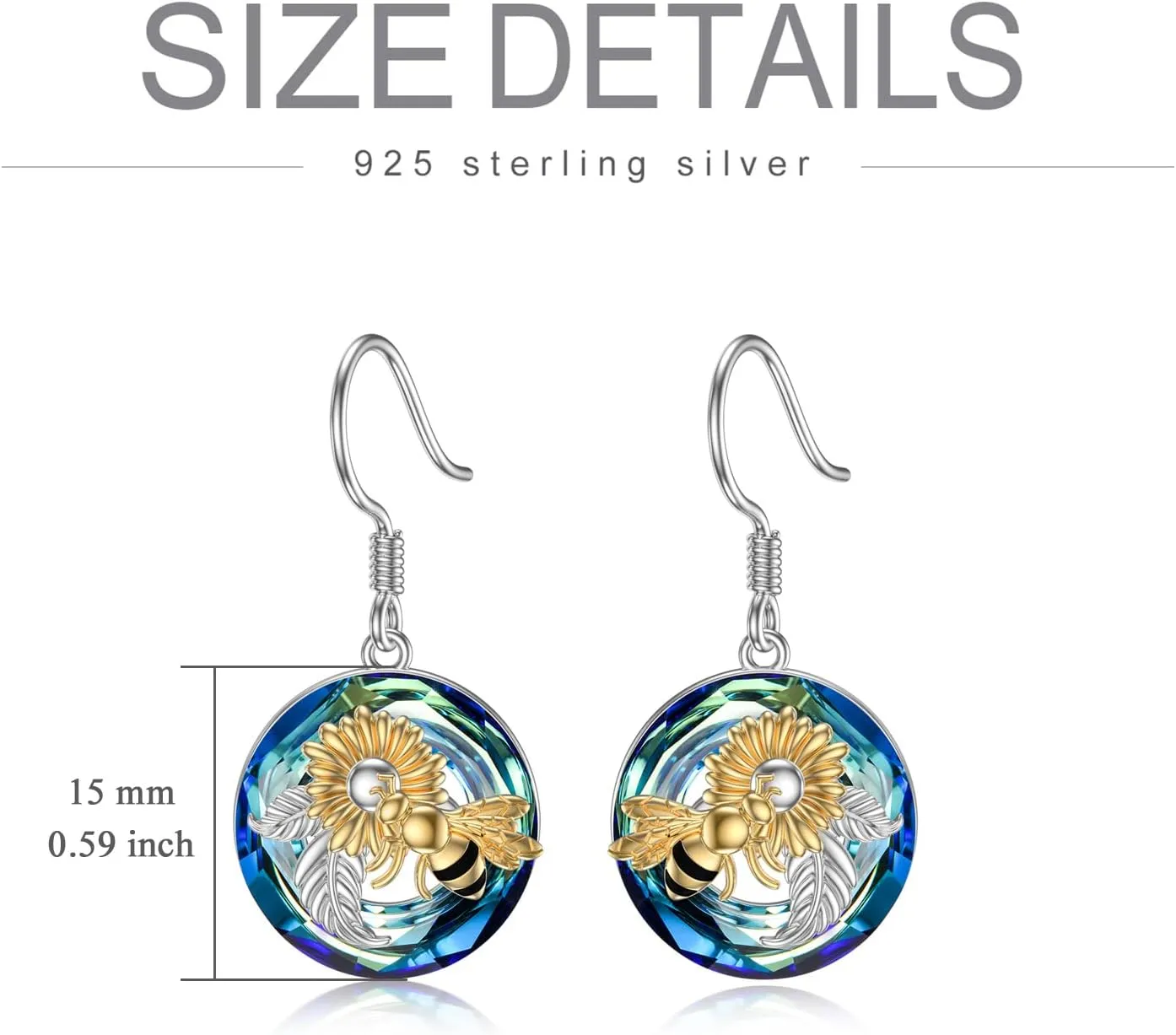 TOUPOP Dragonfly/Butterfly/Hummingbird/Elephant/Turtle Earrings Sterling Silver Animals Dangle Drop Earrings with Blue Circle Crystal Small Cute Animals Jewelry Gifts for Women Friends Birthday Christmas