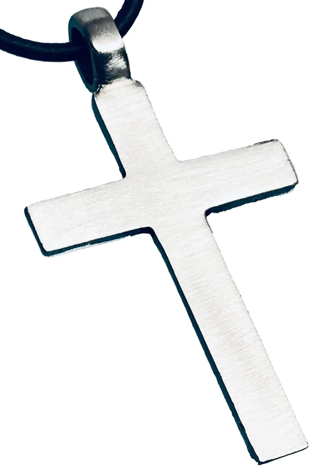 Trilogy Jewelry Classic Cross Shiny Plain Flat 2" Pendant on Leather Necklace